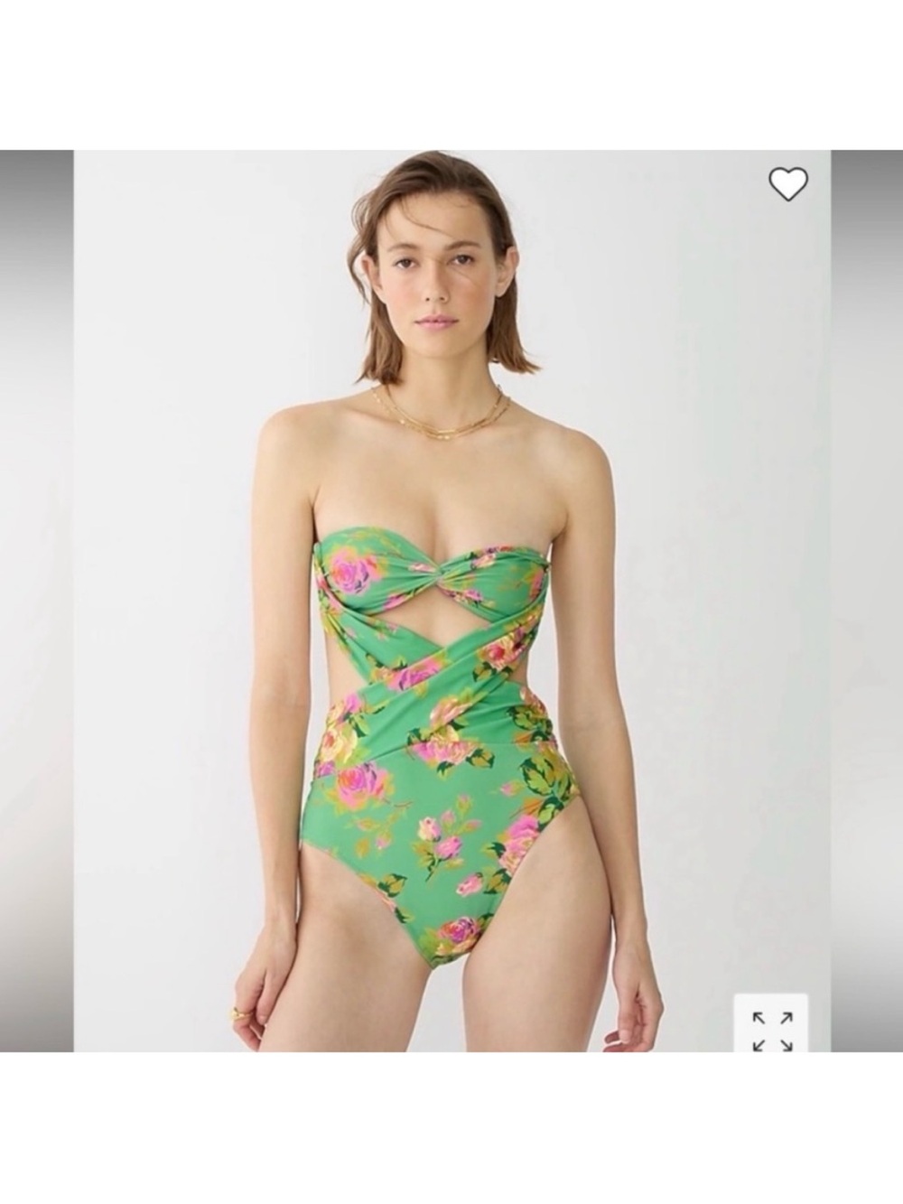NWOT J. Crew Factory Green Floral One-Piece MONOKINI Swimsuit SZ 8
